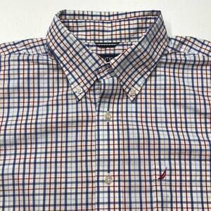 NAUTICA Men’s Red White Blue Short Sleeve Shirt